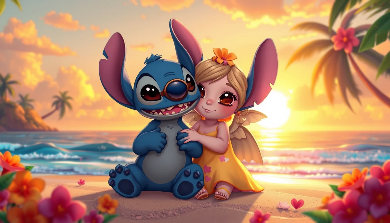 Stitch And Angel Couple Wallpaper