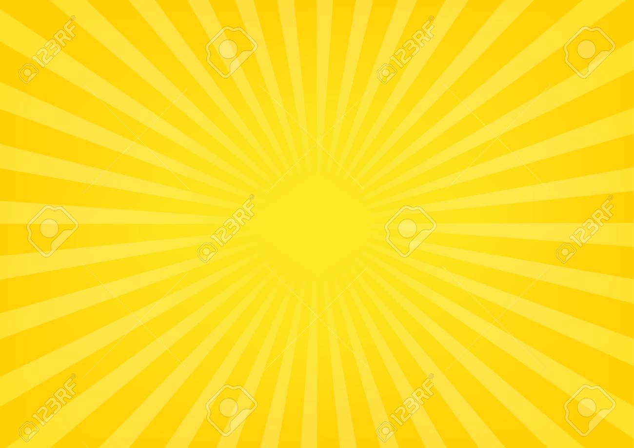 Sun Rays Sunburst On Yellow And Orange Color Background Vector