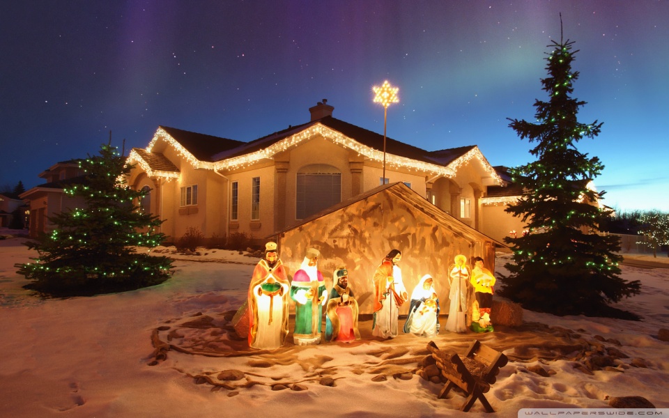 Simple Outdoor Christmas Nativity Scene Wallpaper HD