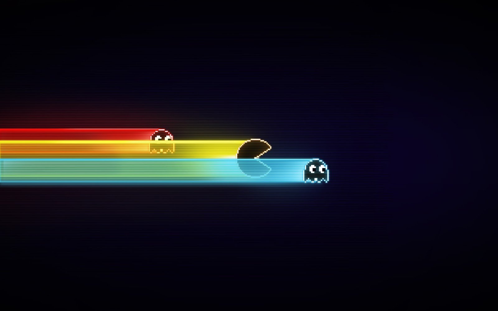 Nice and simple colourful pacman desktop wallpaper
