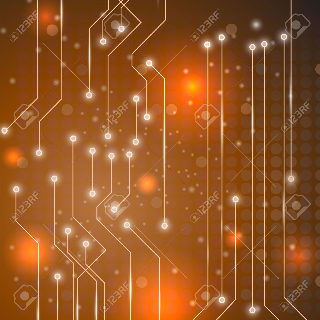 Modern Puter Technology Orange Background Circuit Board