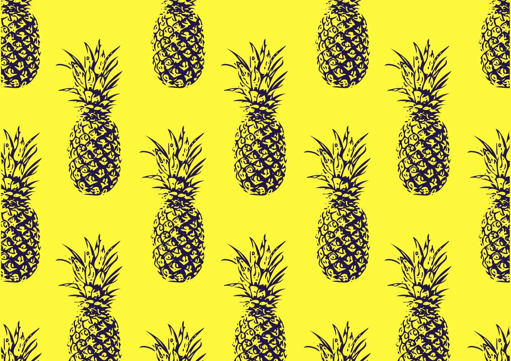 Download Cute Pineapple Pattern Neon Yellow Wallpaper