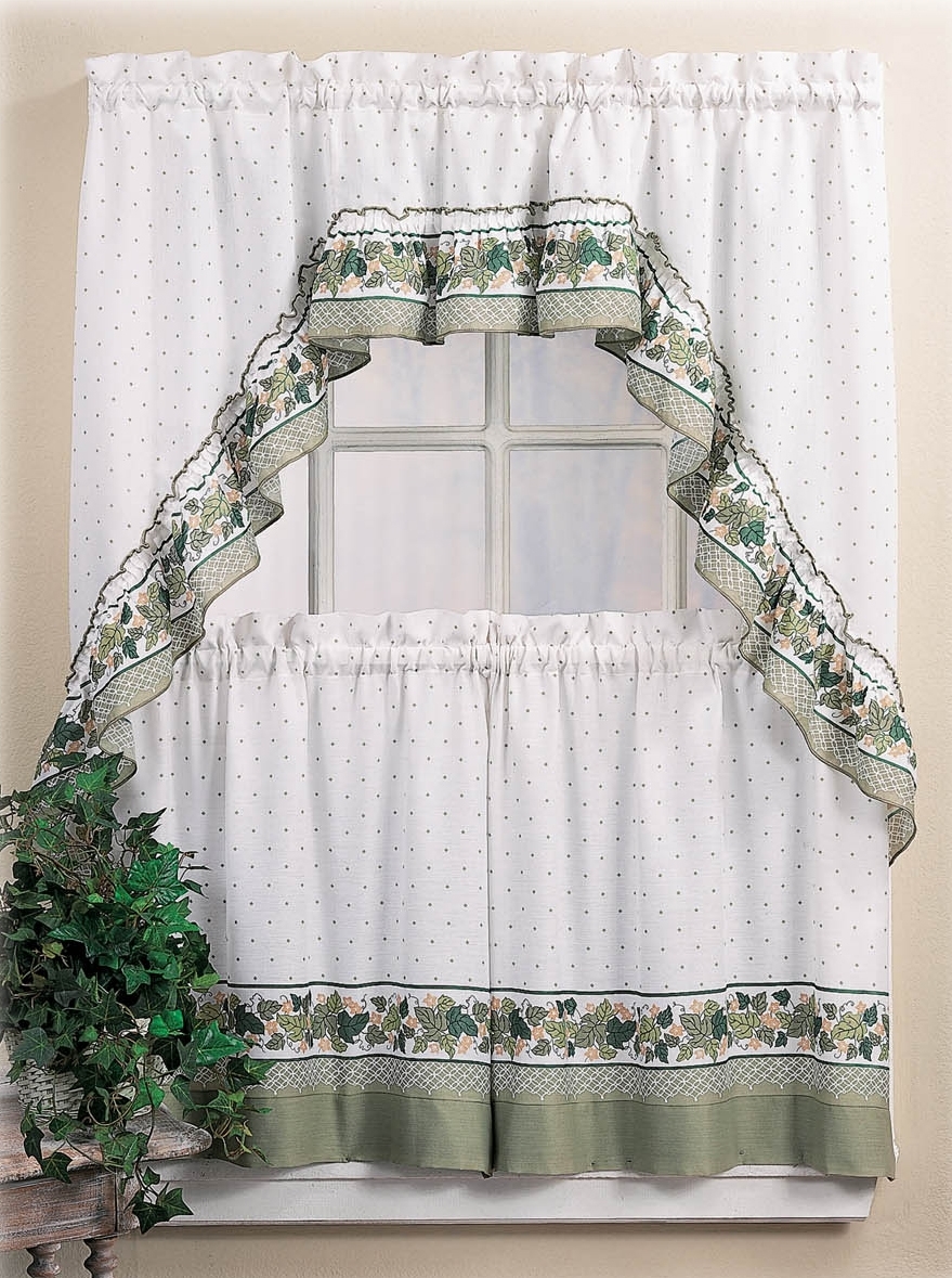 Cottage Ivy Window Curtains country kitchen decor swag 36 tiers