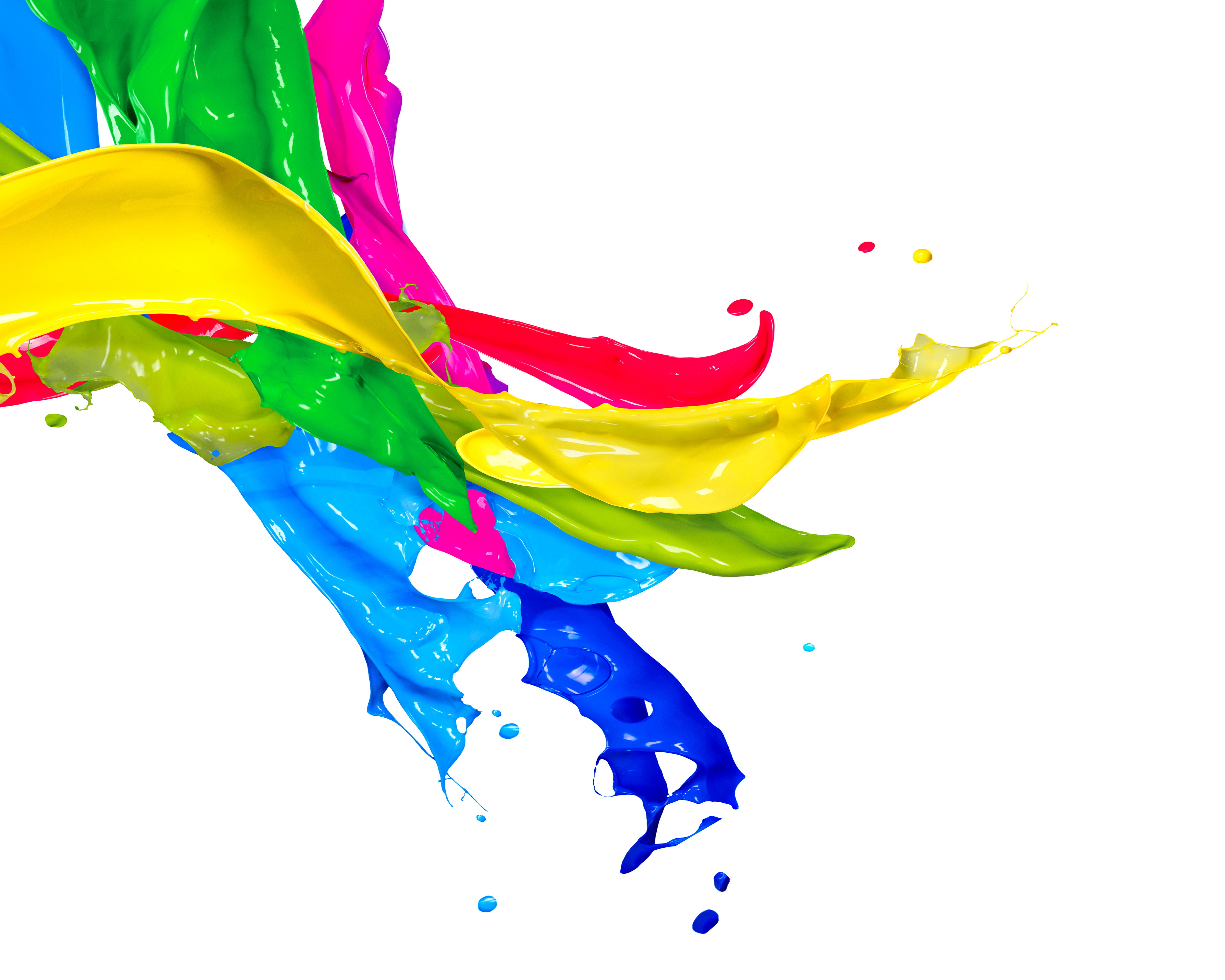 Pour Paint Colored Splash Yellow Green Pink Blue Pattern