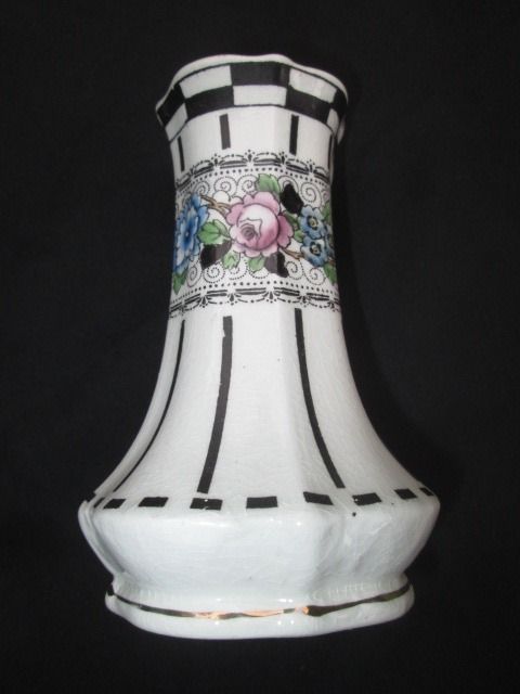 Art Deco hatpin Holder Black Stripe Panel Floral Chintz Wallpaper