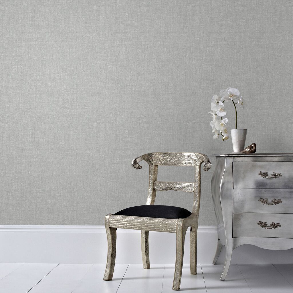Chenille Gray And Silver Wallpaper Boutique