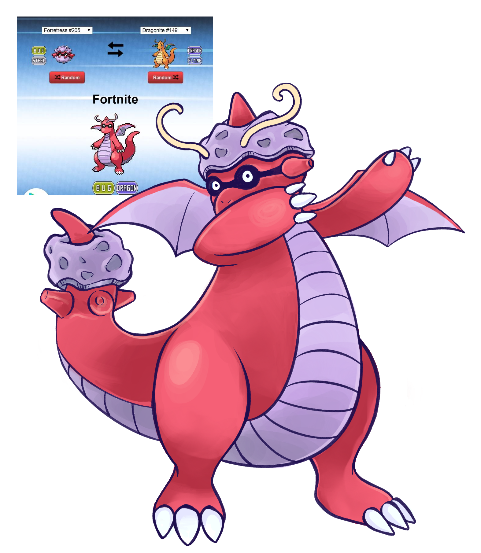 Dabbing Fortnite Forretress And Dragonite Fusion I Made For My