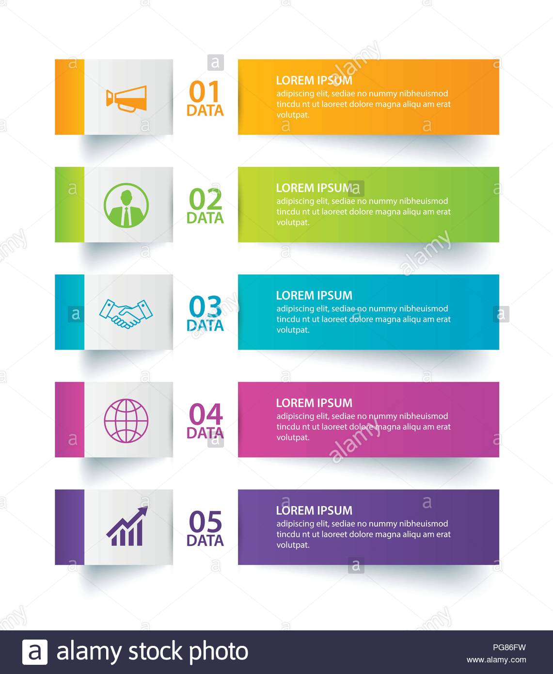 Infographics Tab In Horizontal Paper Index With Data Template