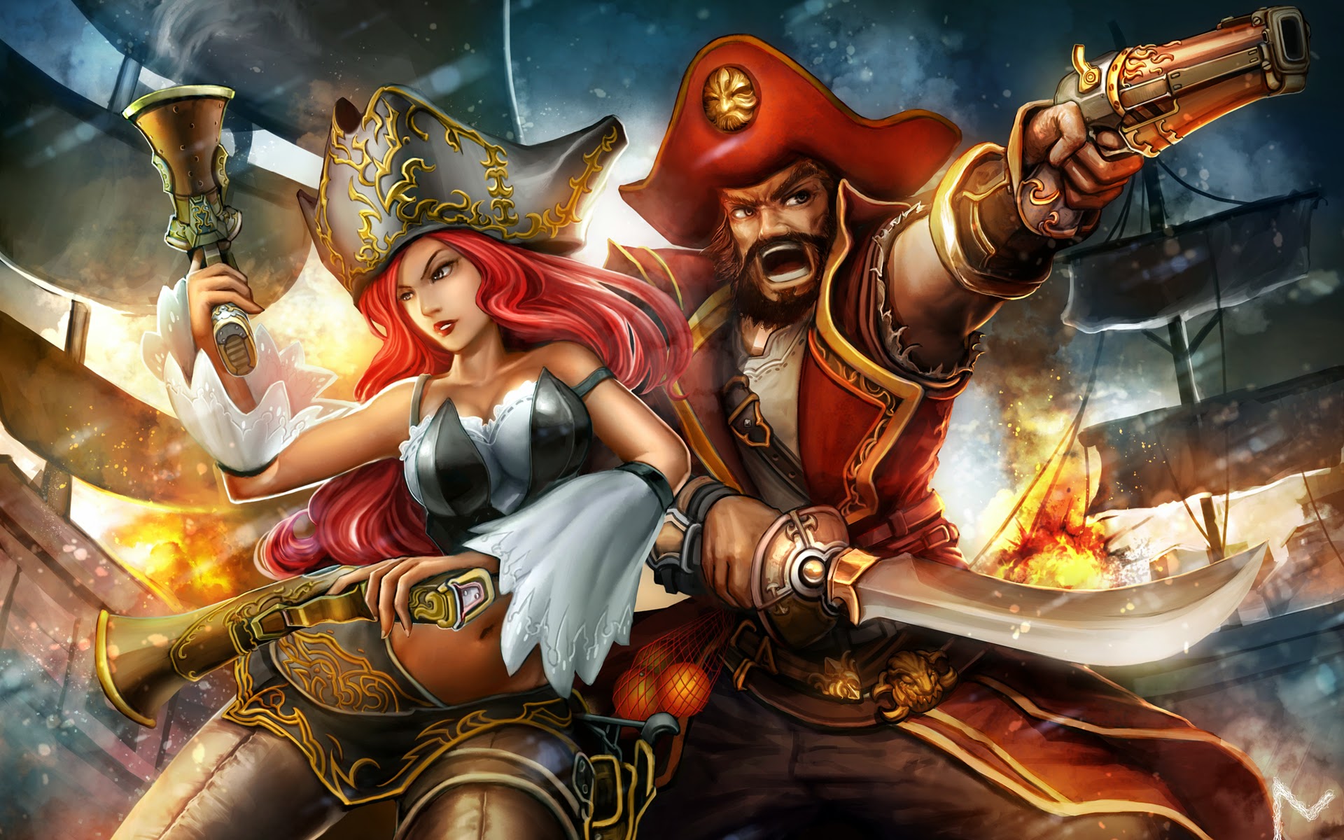 Miss Fortune And Gangplank League Of Legends HD Wallpaper Background