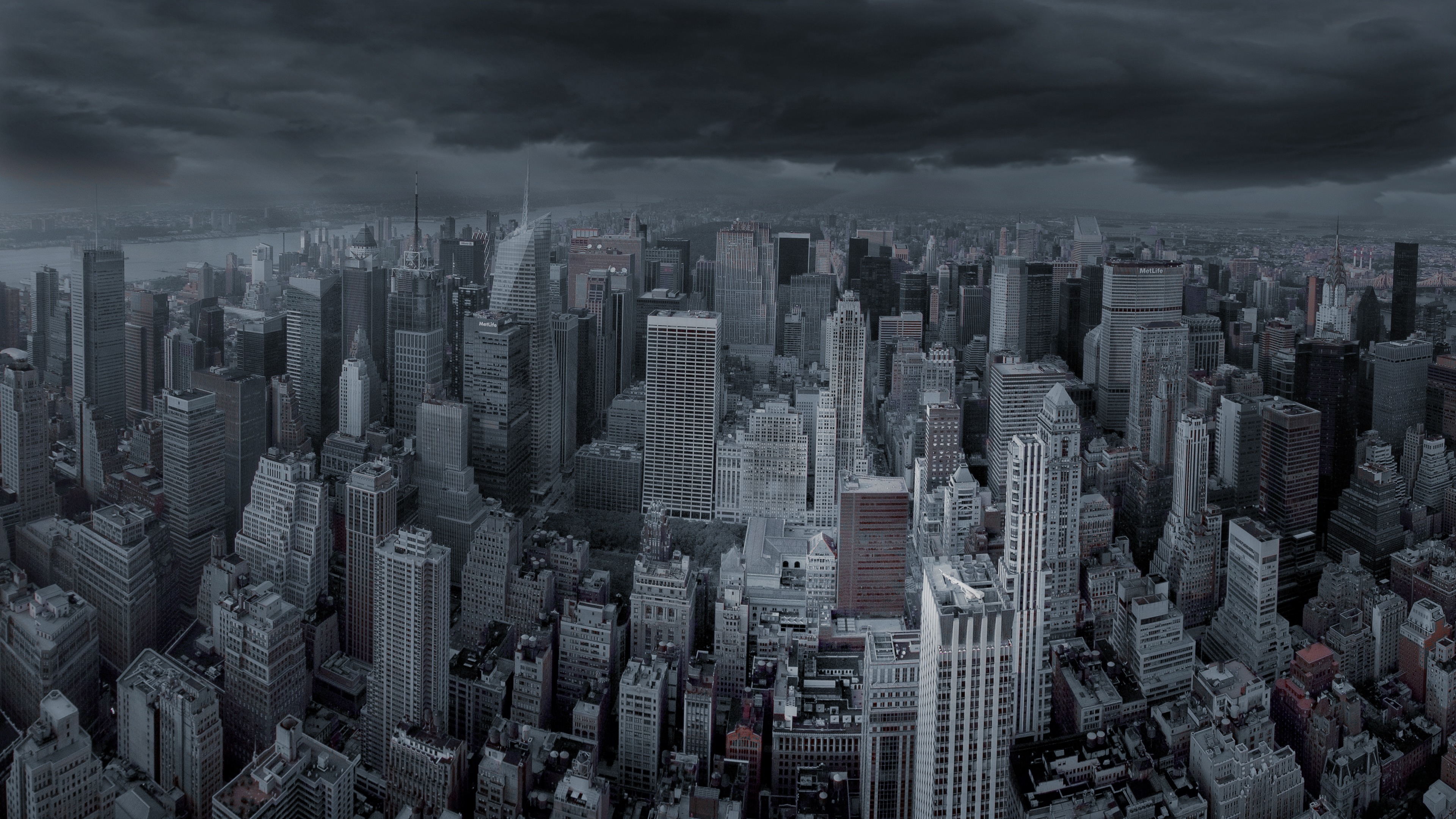 New York City Dark Skies Panorama 4k Ultra HD Desktop Wallpaper