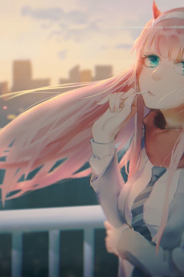 Download 640x960 Zero Two Darling In The Franxx Pink