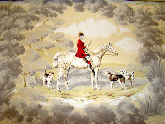 Horse Hound Equestrian Hunt Vintage Wallpaper Tissue And Switch Plates