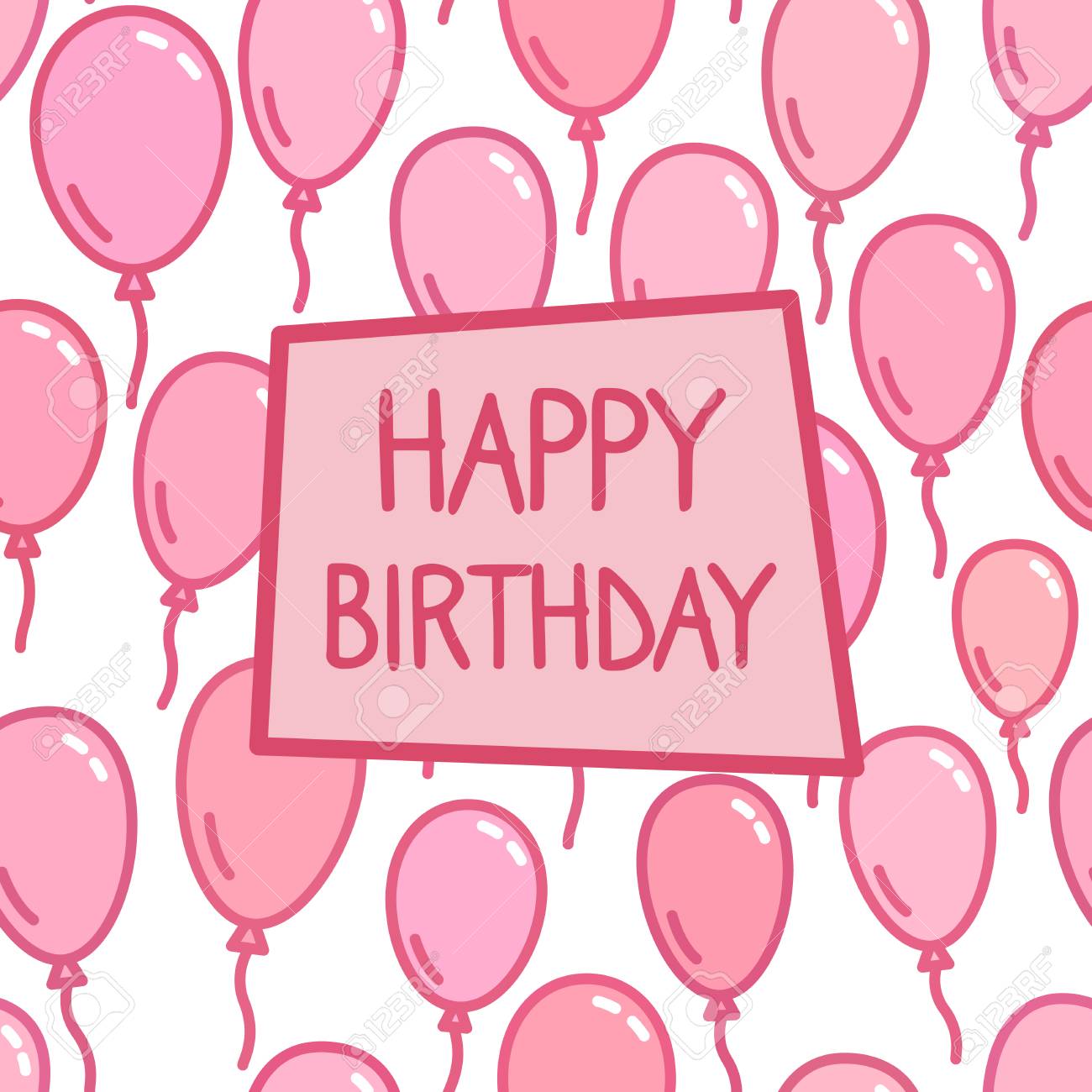 Happy BirtHDay Sign On Pink Balloon Background Greeting Card