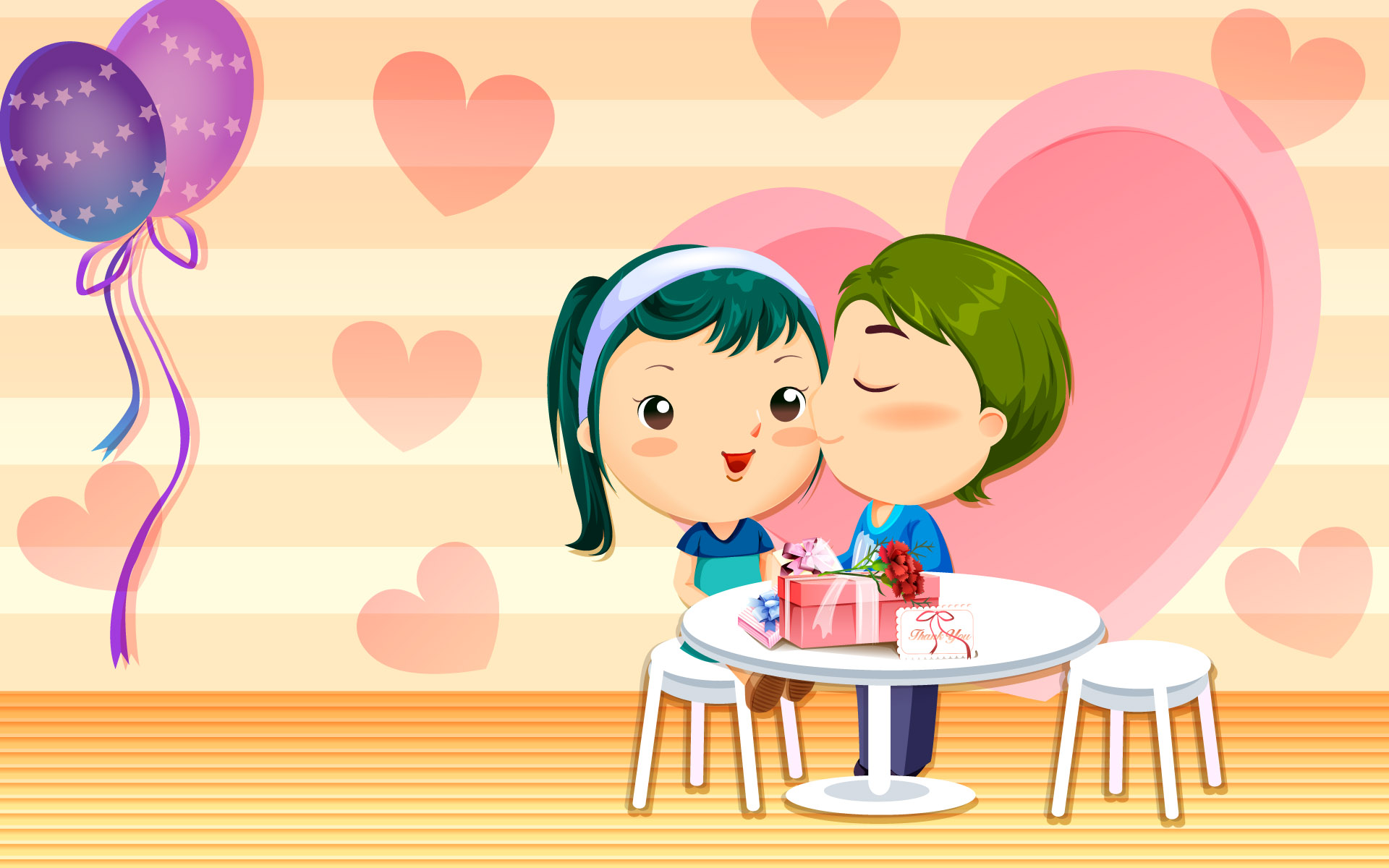 Cartoon Innocent Valentine S Day Desktop Wallpaper Is A
