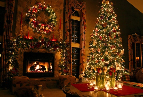  christmas fireplace christmas tree desktop wallpaper Holidays