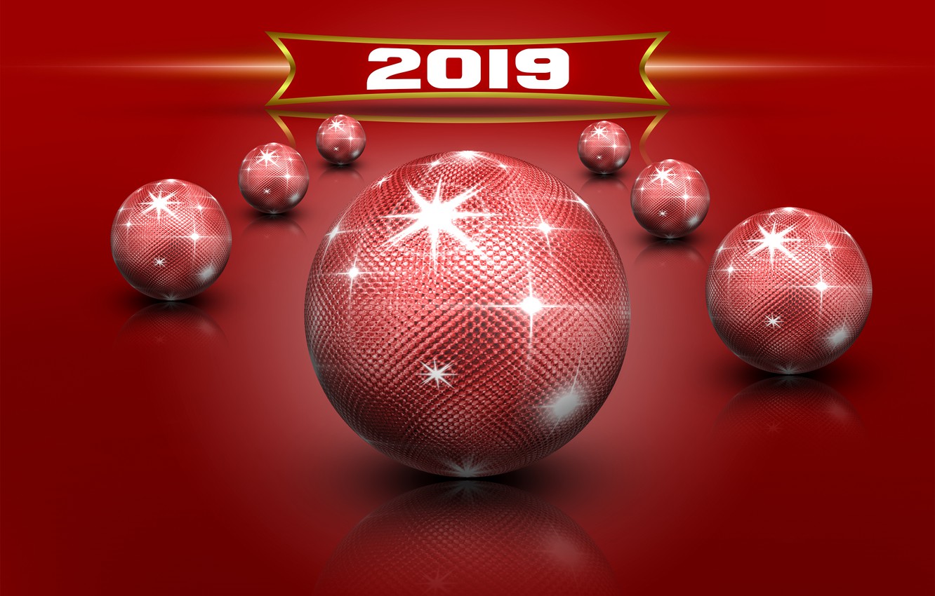 Wallpaper Glare Red Balls New Year Christmas