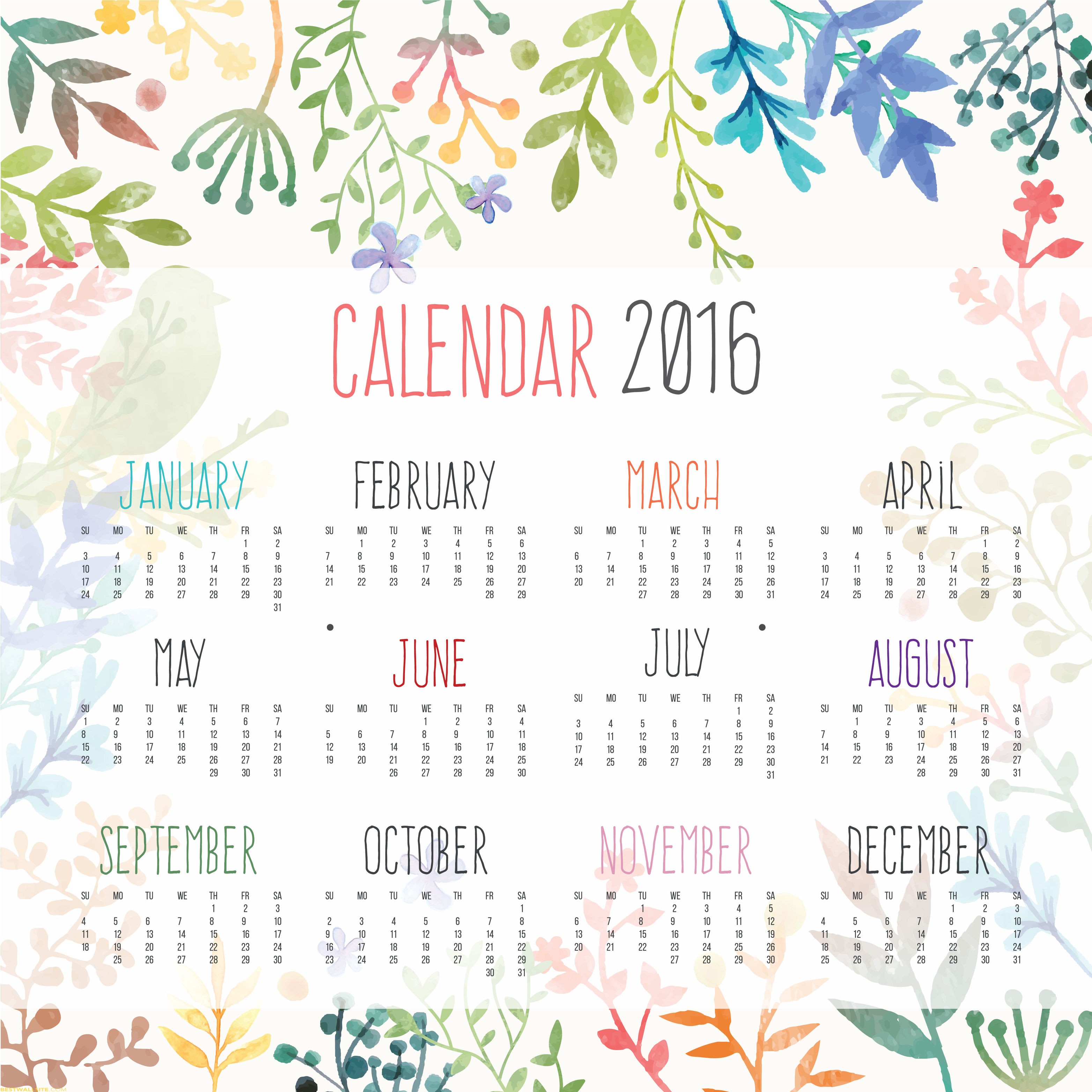 2016 Wall Calendar FULL HD BestWallSitecom
