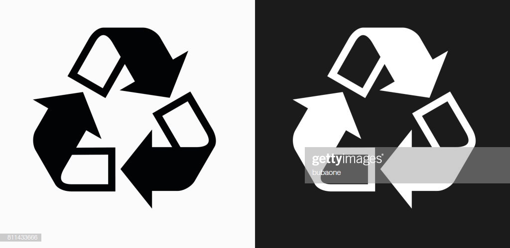 Recycling Icon On Black And White Vector Background Stock