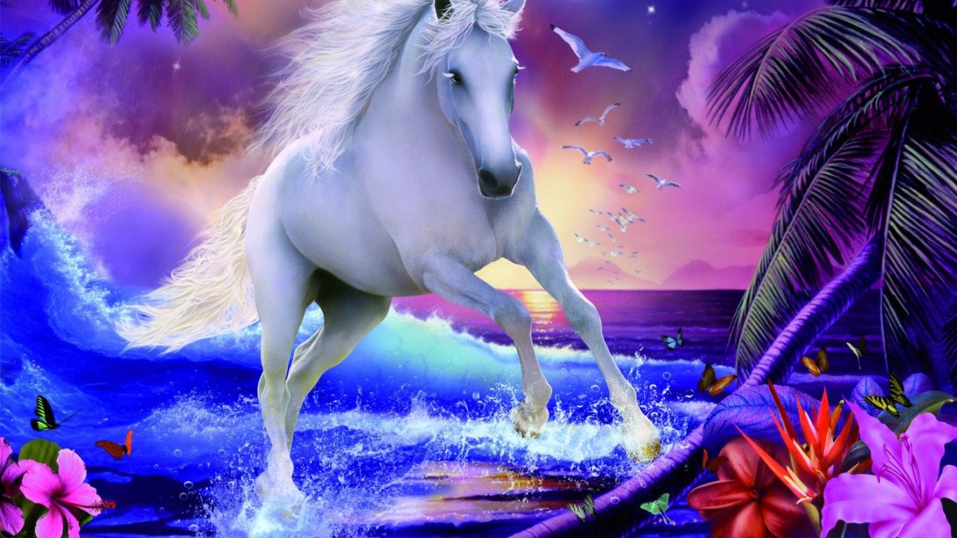 Magical Unicorns 3 High Resolution Wallpaper Wallpaper 1366x768