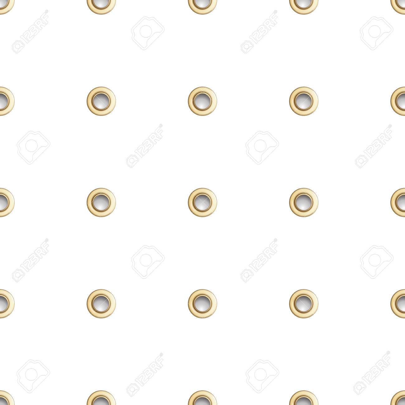 Golden Eyelet Seamless Pattern Isolated On White Background