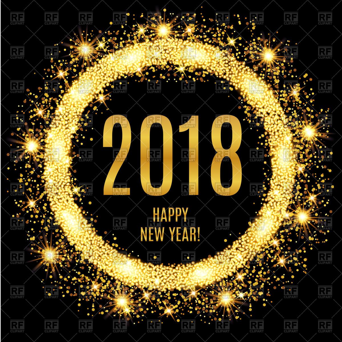 Vector Image Of Happy New Year Glowing Gold