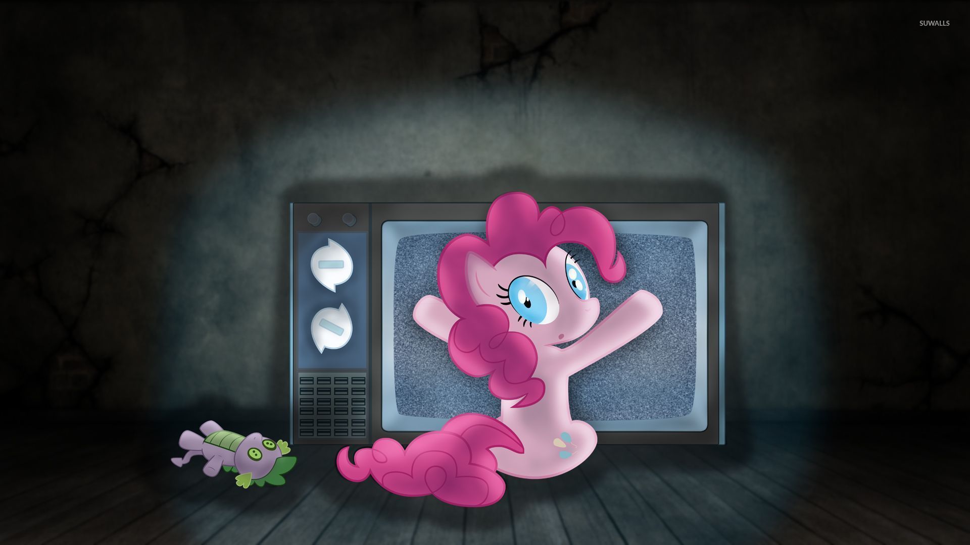 Pinkie Pie In Front Of The Tv My Little Pony Wallpaper Cartoon