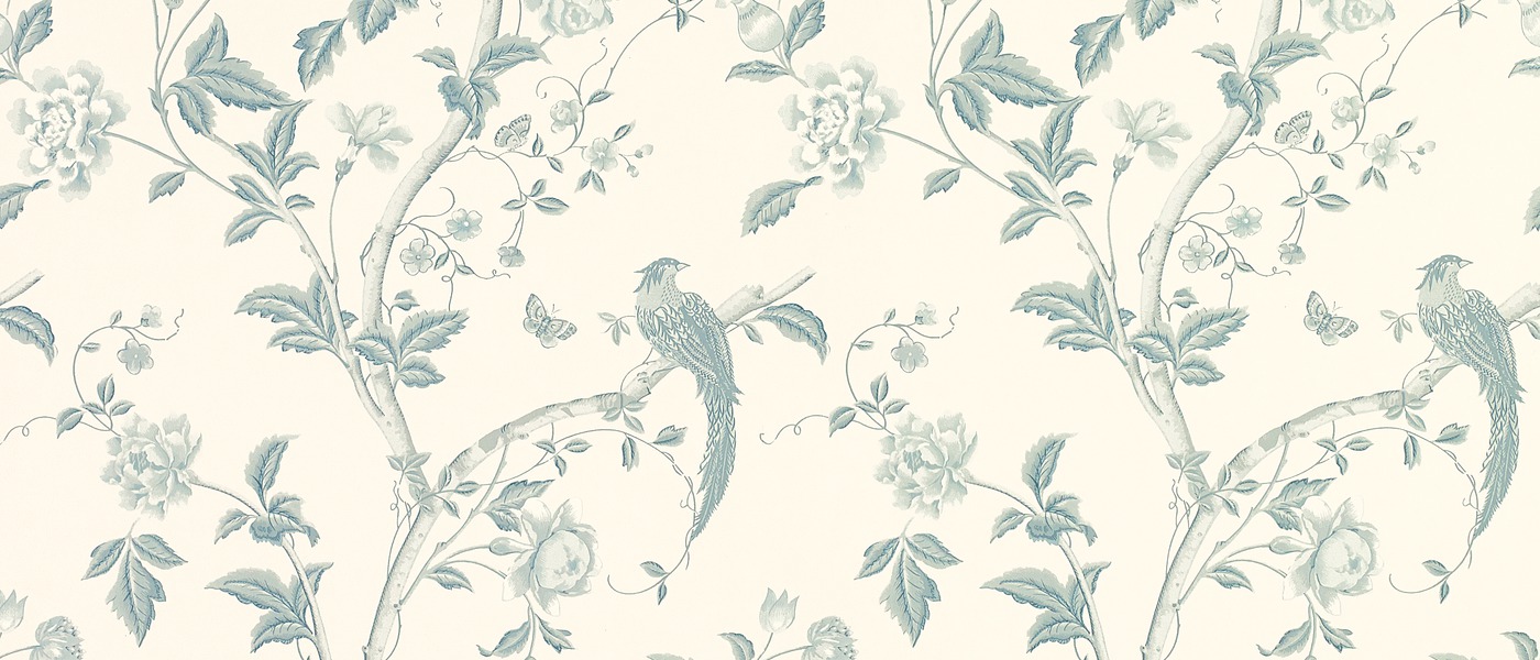 Summer Palace Off White Duck Egg Blue Floral Wallpaper At Laura Ashley