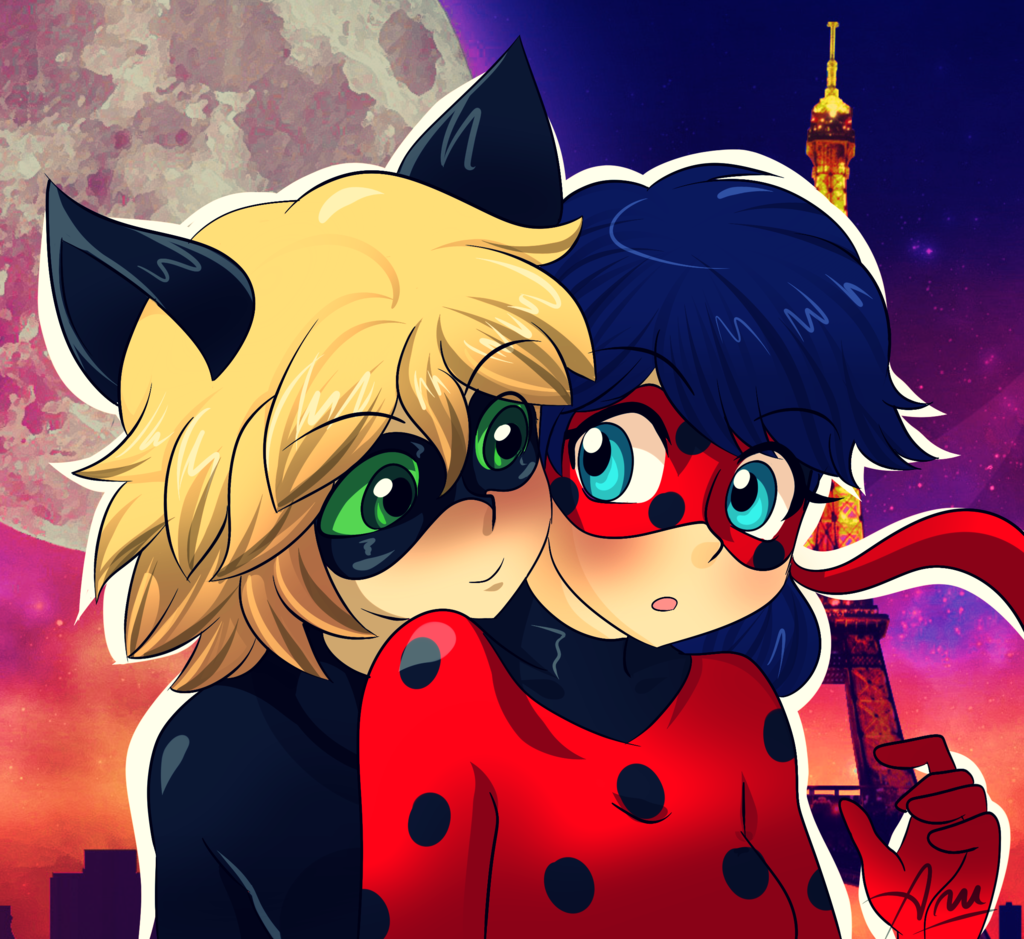 Ladybug And Black Cat Cartoon Miraculous Noir Wallpaper