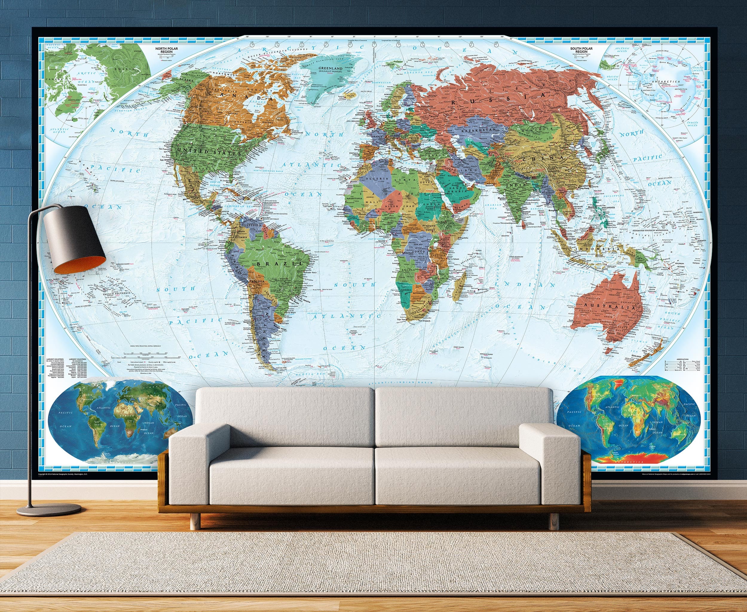 National Geographic World Map Wall Mural Decorator Series