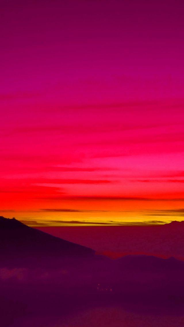Red Balinese Dream Sea Mountain Sunset iPhone Wallpapers in
