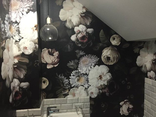 Wooloowin Wallpaper Installation Dark Floral Ellie Cashman