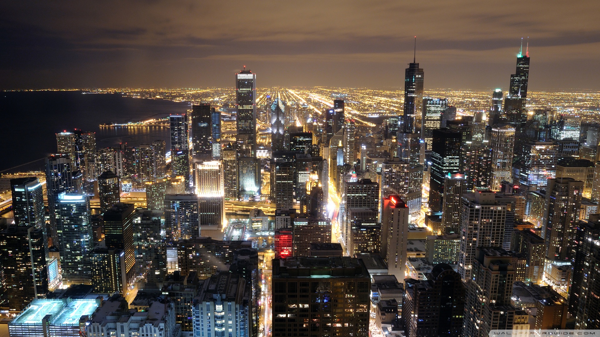 Sch Ne Chicago Skyline Bei Nacht Vektorgrafik