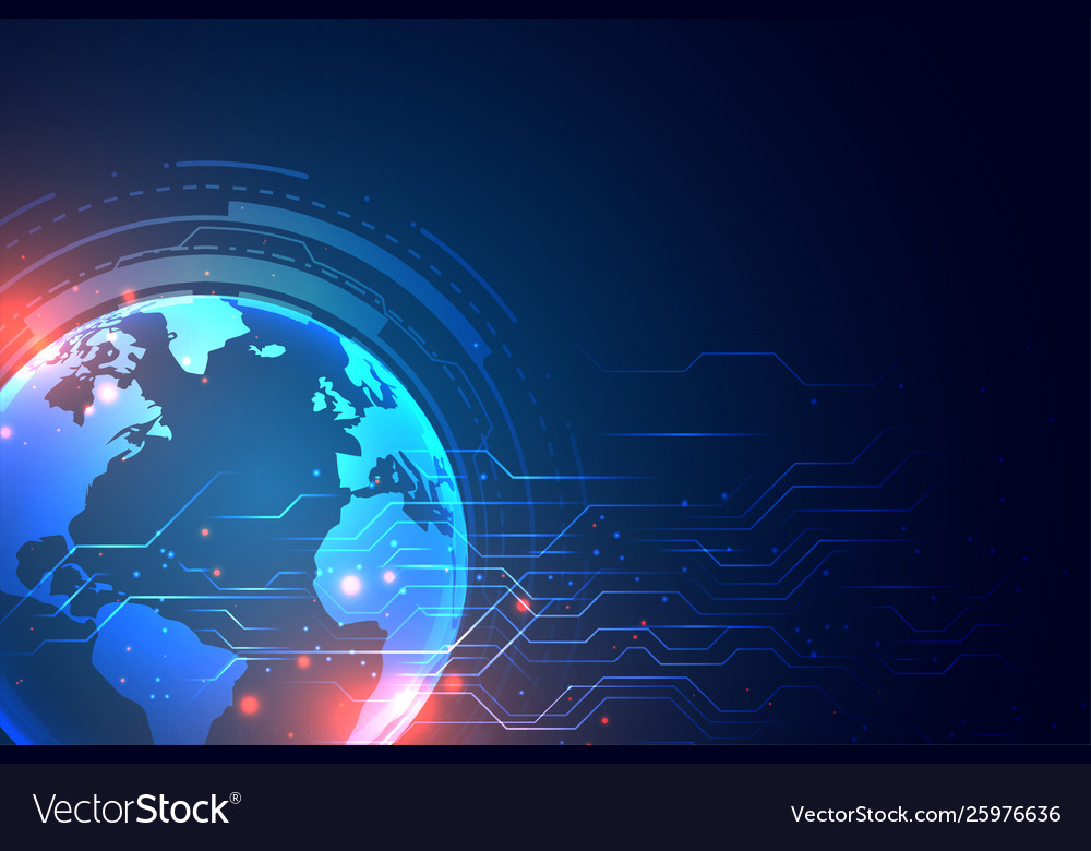 Technology Background With Earth And Circuit Vector Image