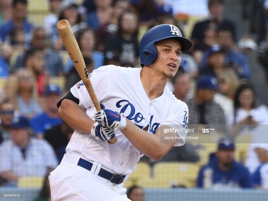 Corey Seager Of The Los Angeles Dodgers At Bat In Game Against