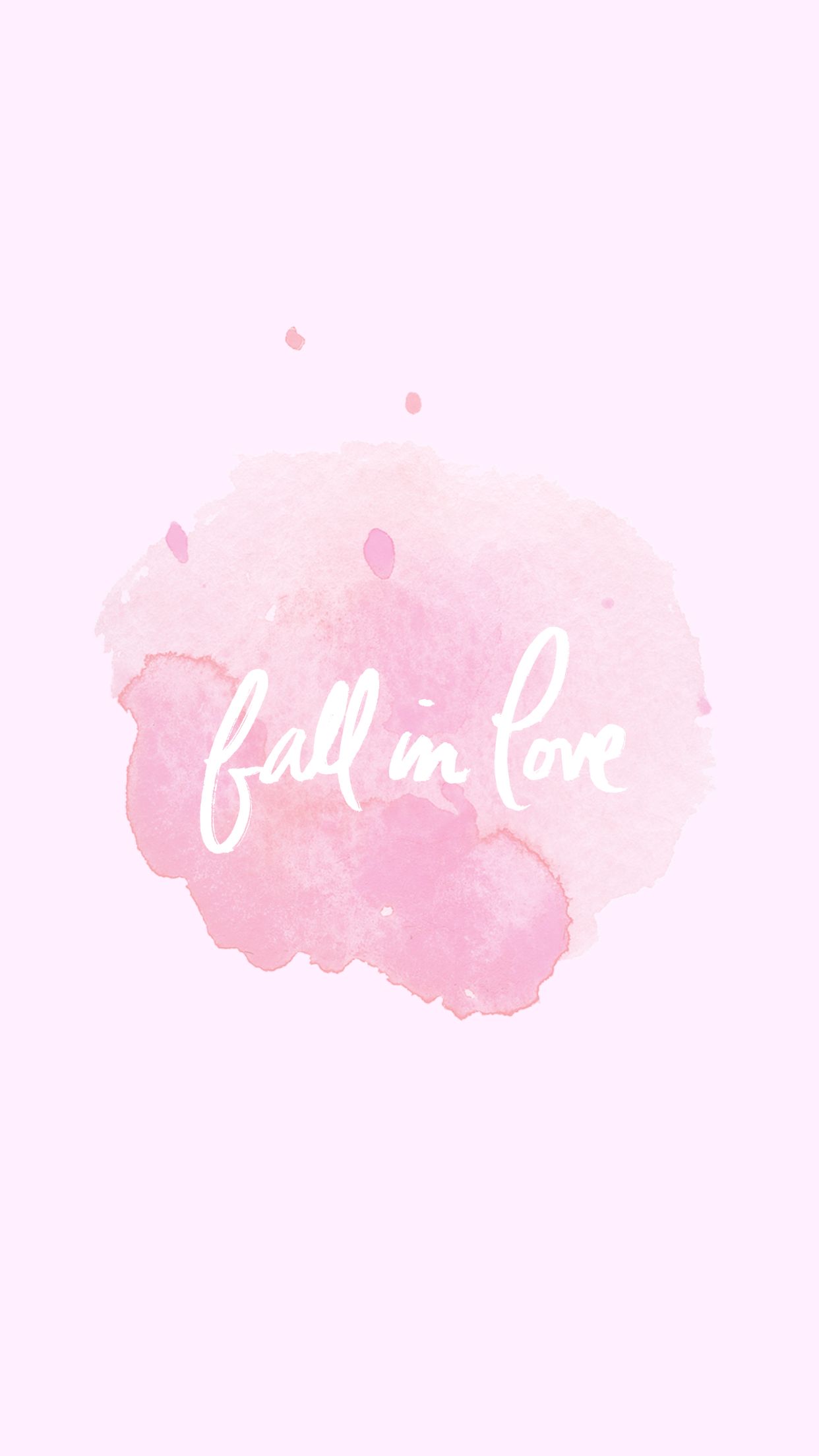 Fall In Love Pastel Pink Watercolour Phone Wallpaper