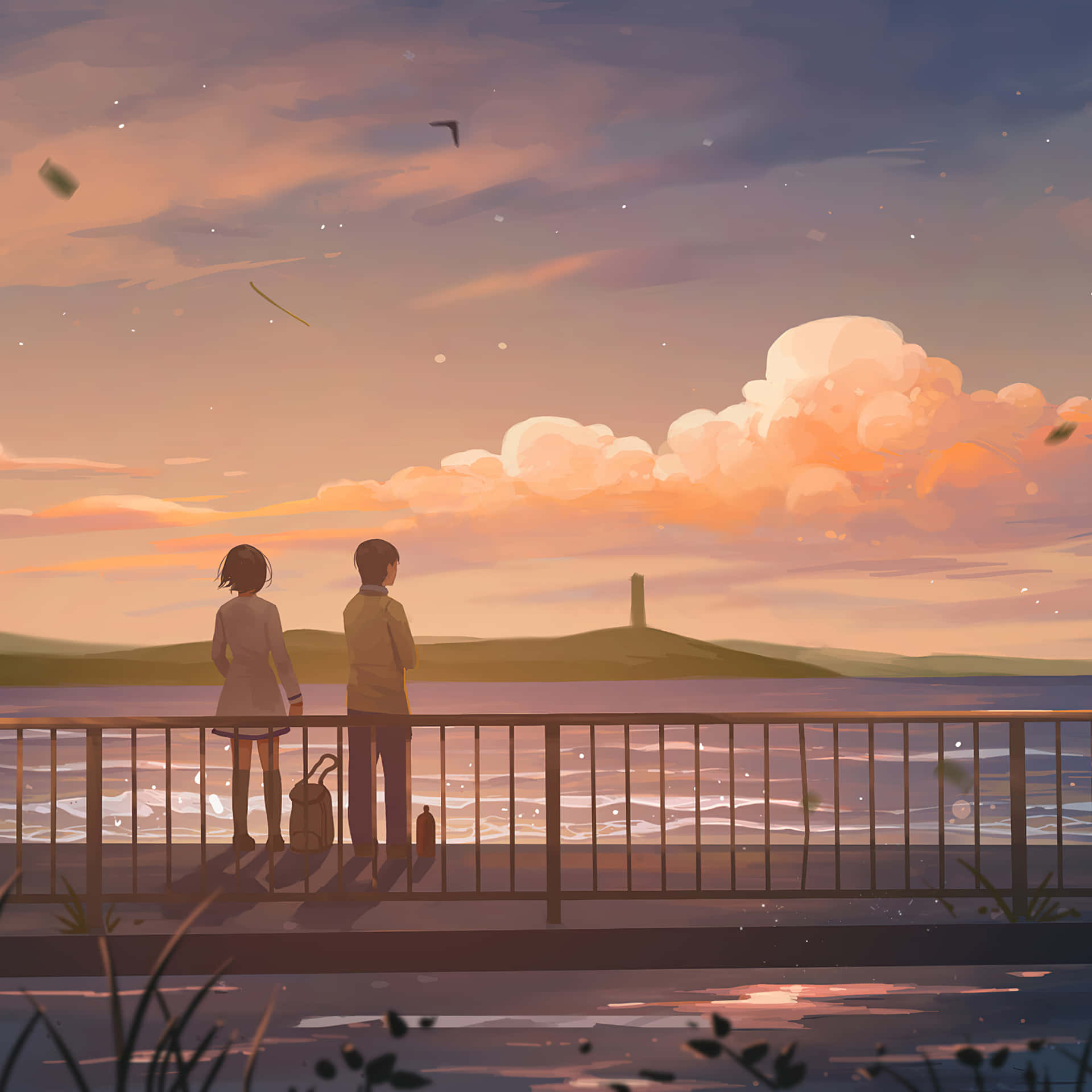 A Romantic Aesthetic Of Love Between Couple In Anime Wallpaper