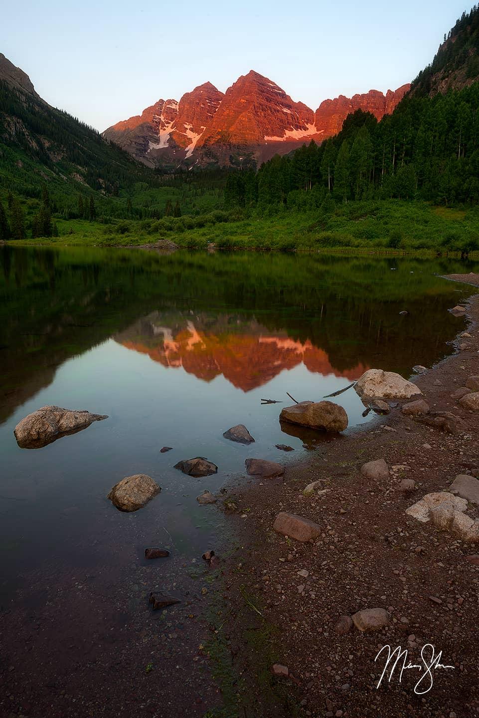Maroon Bells Summer Sunrise Reflection Lake Aspen