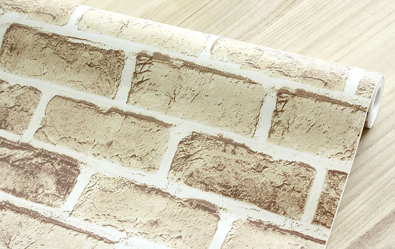 10m Pvc Wallpaper Beige Brick Stone Prepasted Self Adhesive