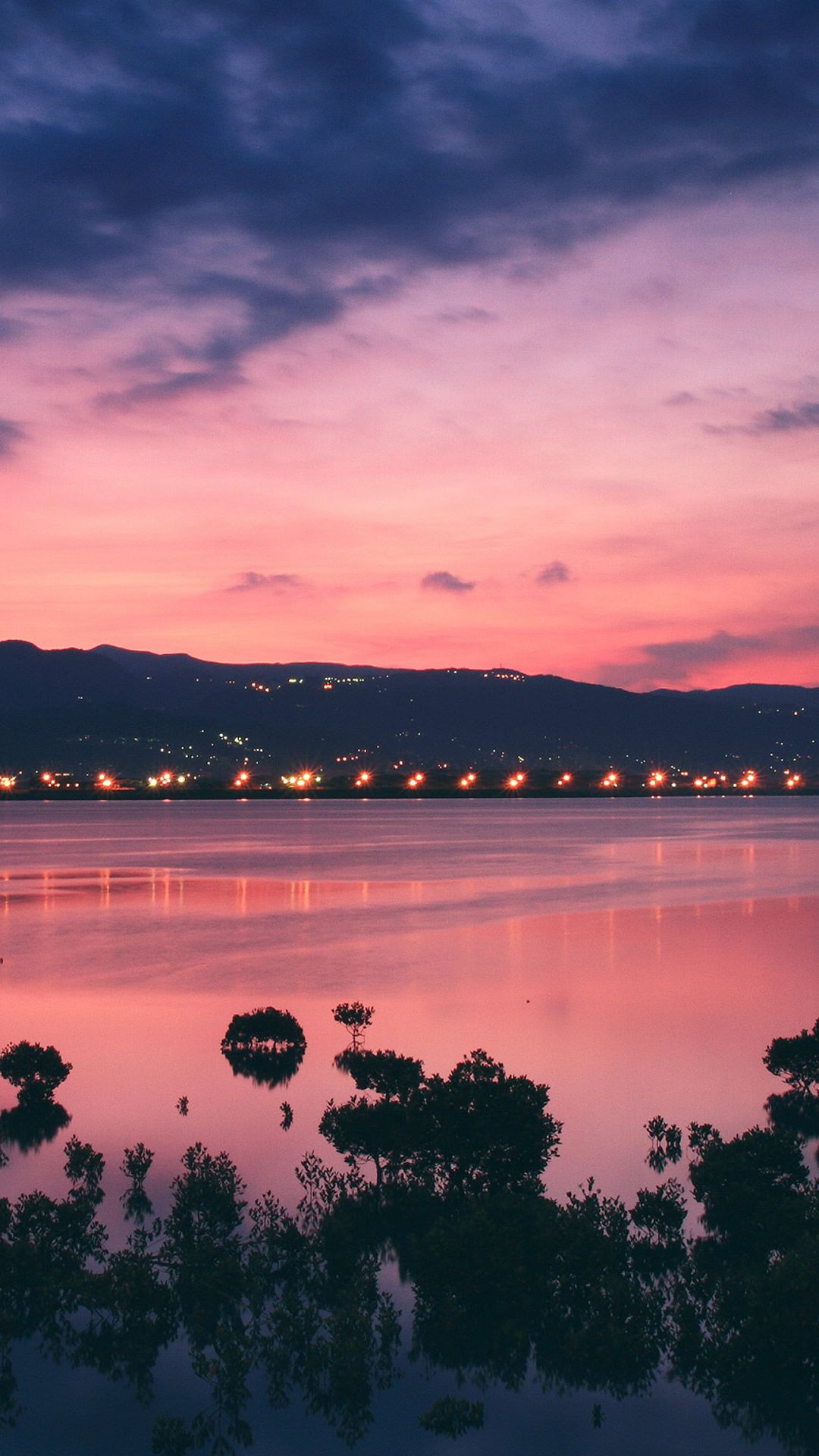 River Bank City Sunset Landscape iPhone 6 Wallpaper Download 1080x1920