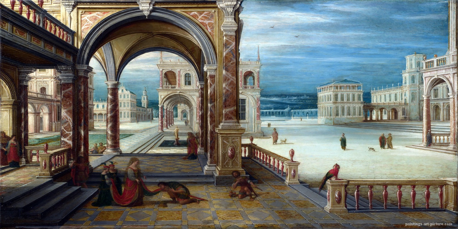The Courtyard Of A Renaissance Palace Painting Paintings Art Picture