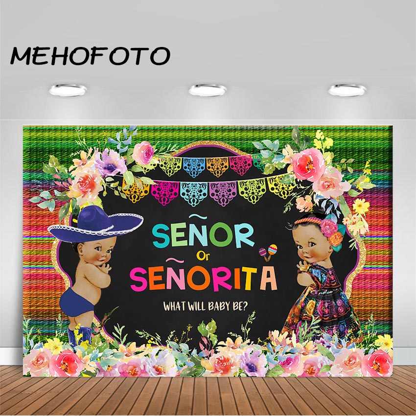 Fiesta Gender Reveal Party Backdrop Mexican Senor Or