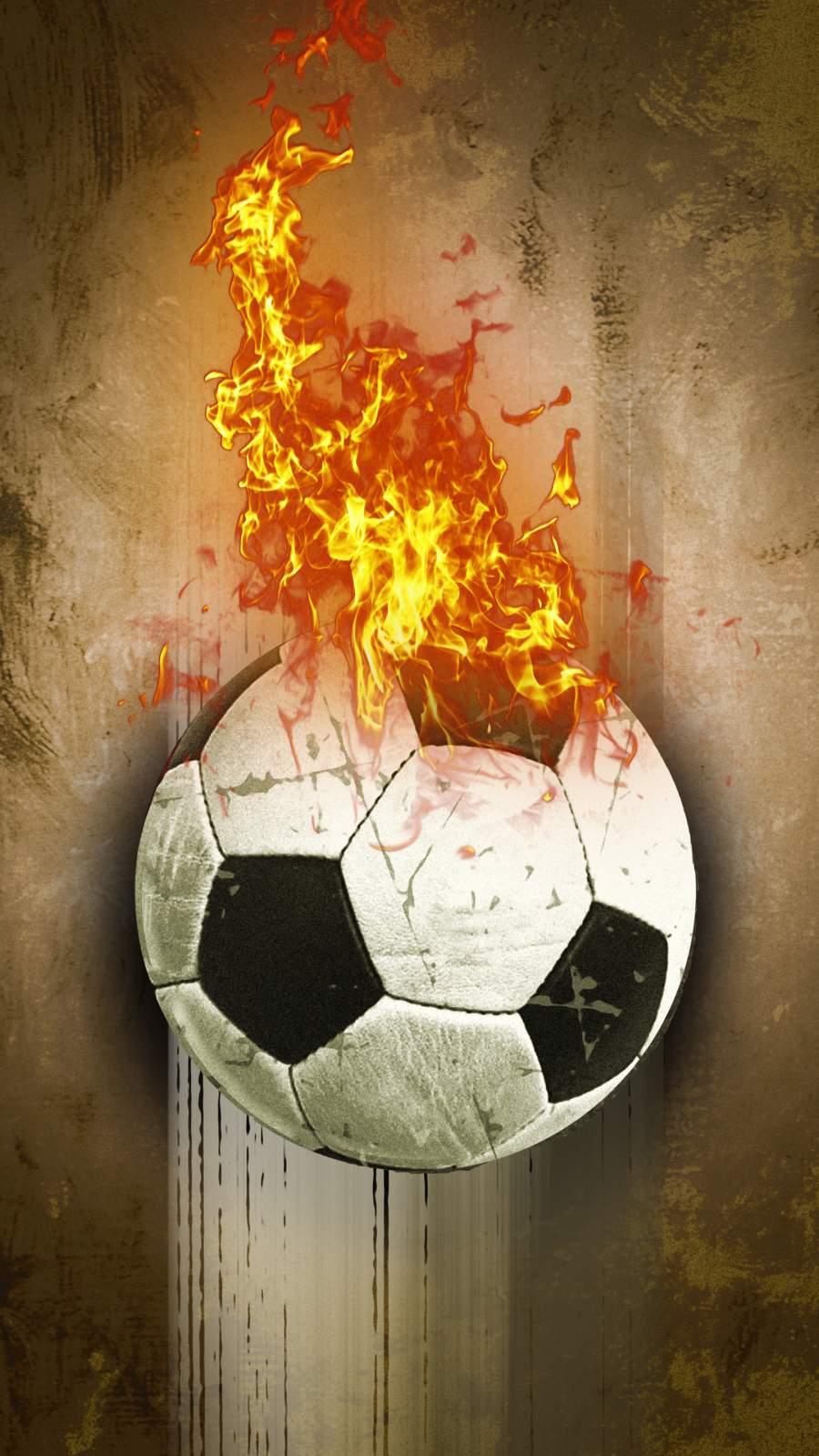 Flaming Soccer Ball iPhone Wallpaper