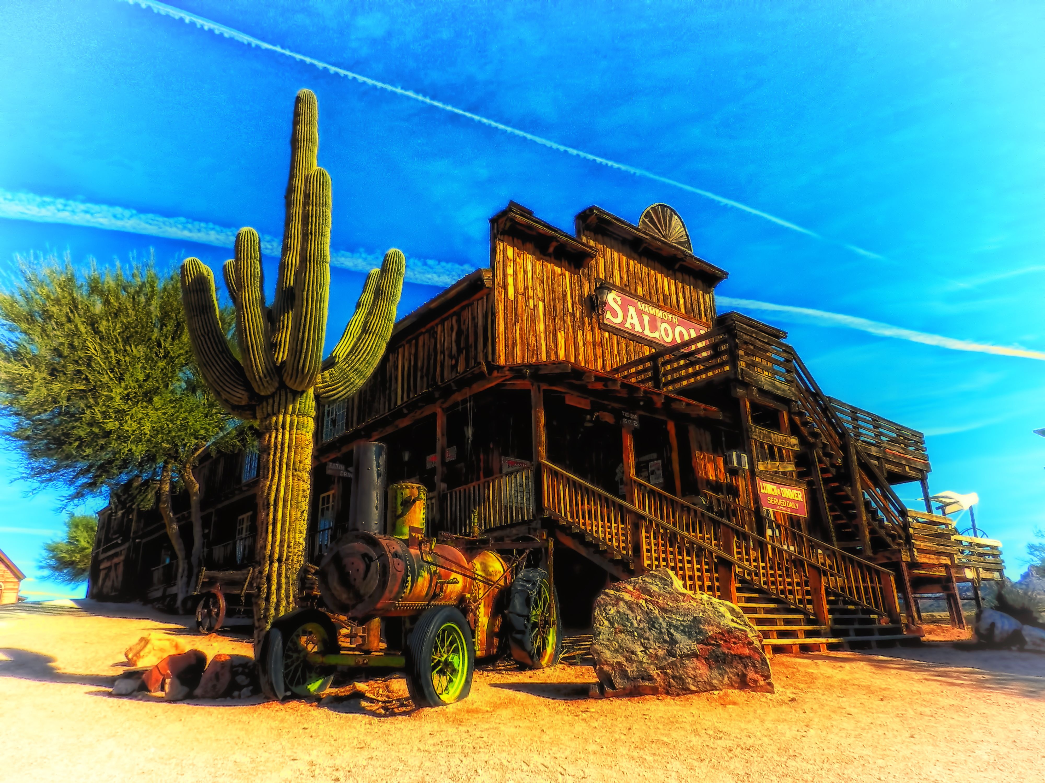 Arizona saloon cactus landscape western hdr f wallpaper background