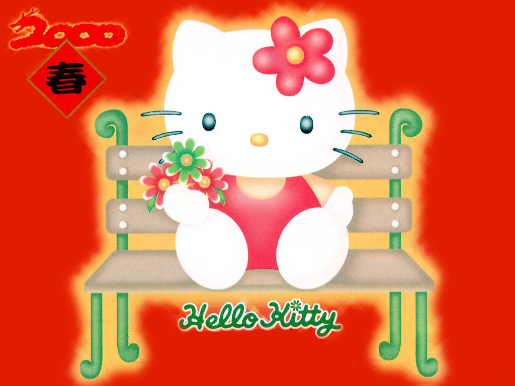 Red Hello Kitty On The Chair Wallpaper