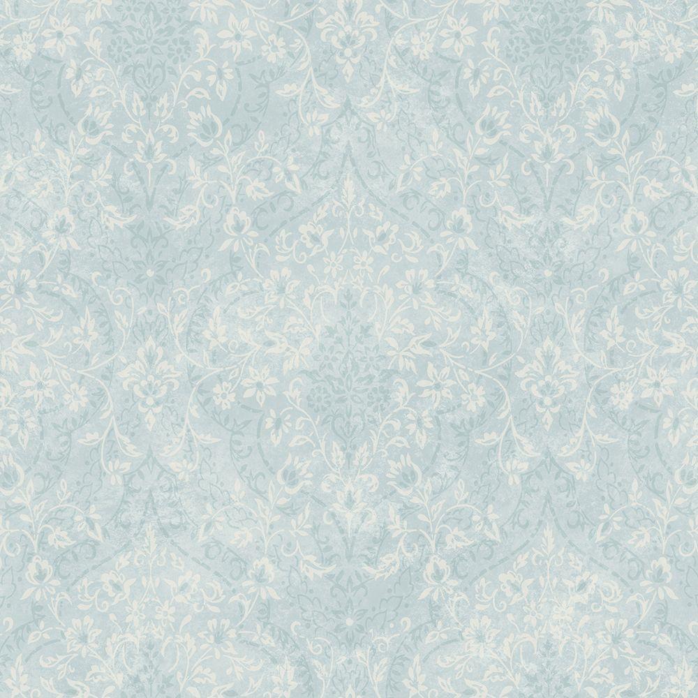 Chesapeake Essex Blue Lacey Damask Wallpaper Mea79071 The Home Depot
