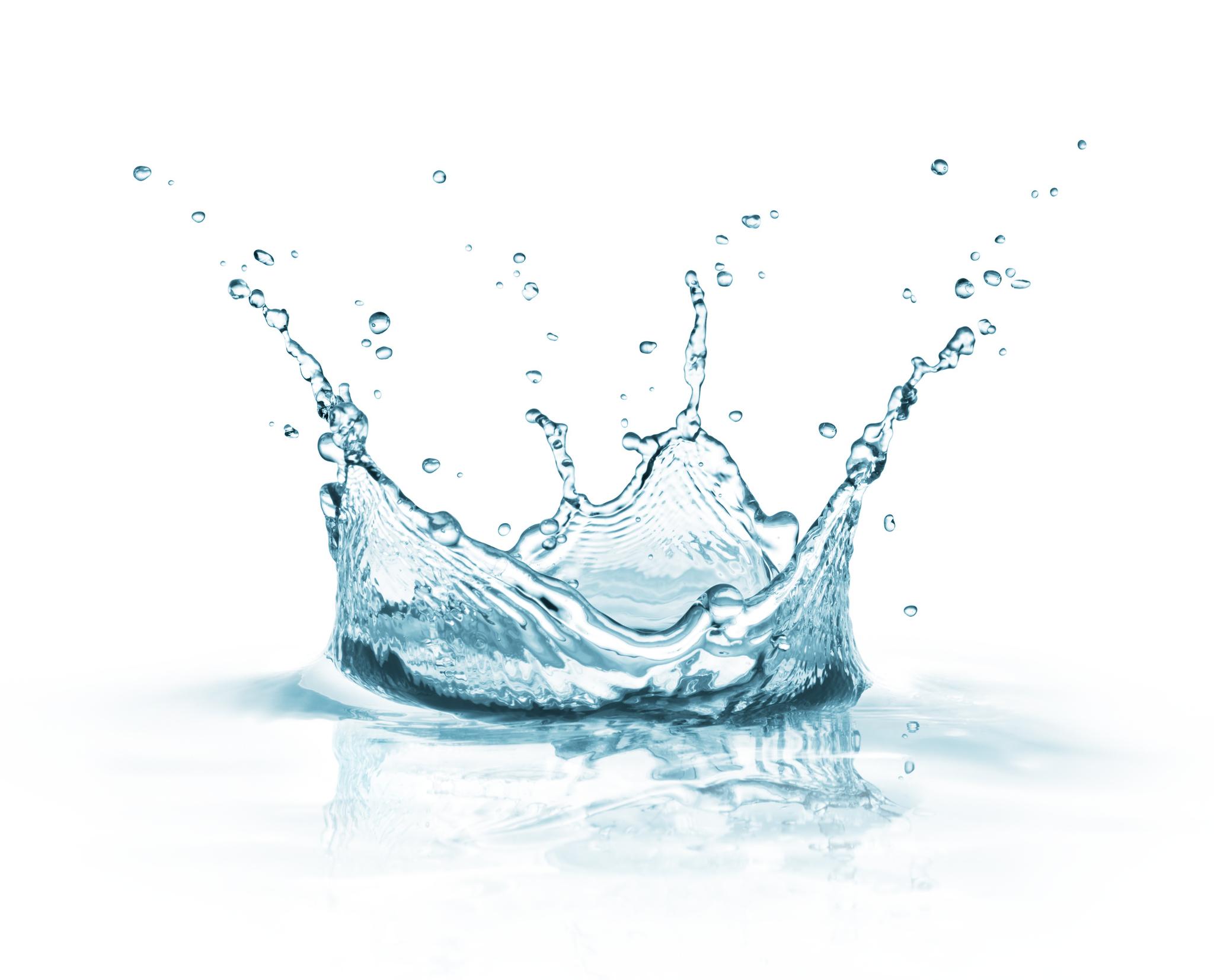 Water Splash On White Background With Reflection