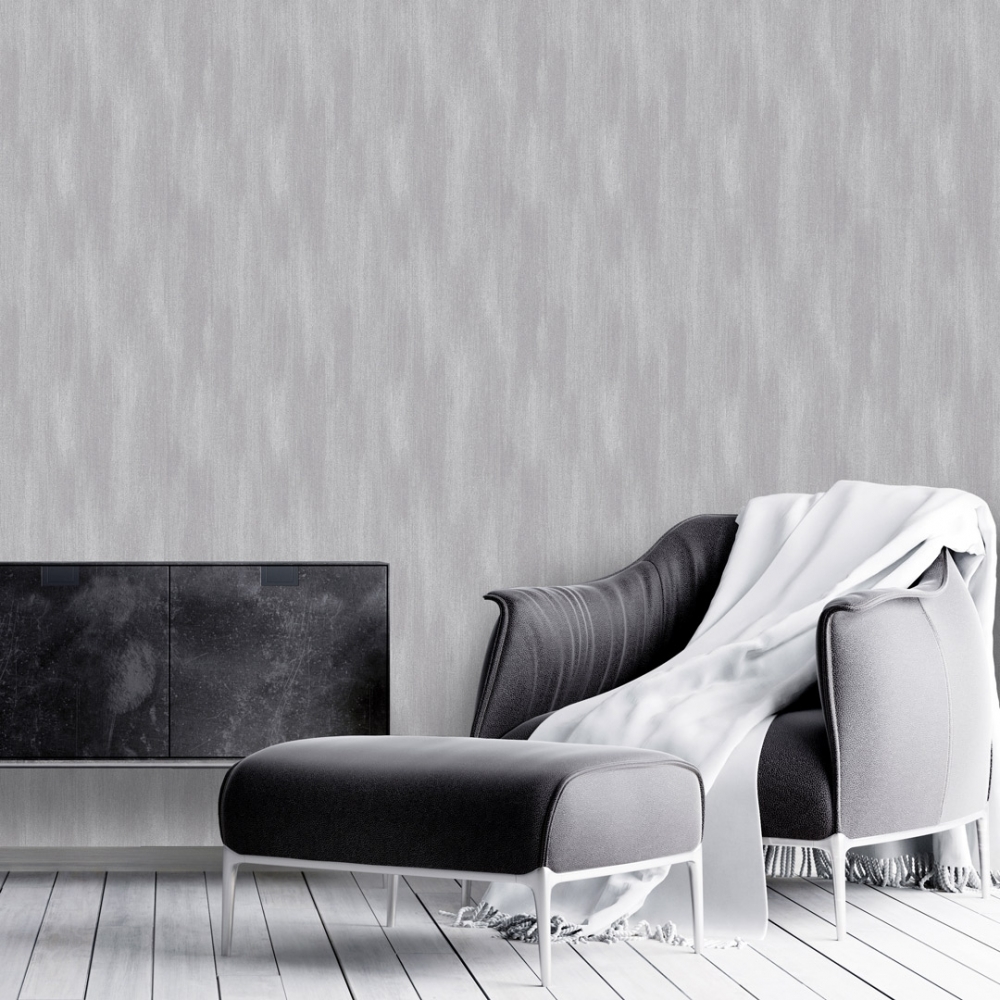Henderson Interiors Lux Textures Chenille Plain Wallpaper Silver