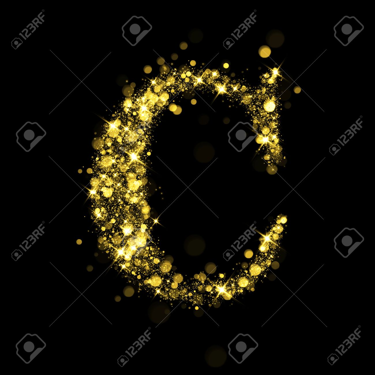 Sparkling Letter C On Black Background Part Of Alphabet Set
