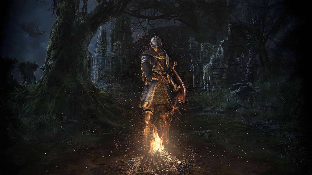 Wallpaper Dark Souls Armour Knight Bonfire Remastered Games
