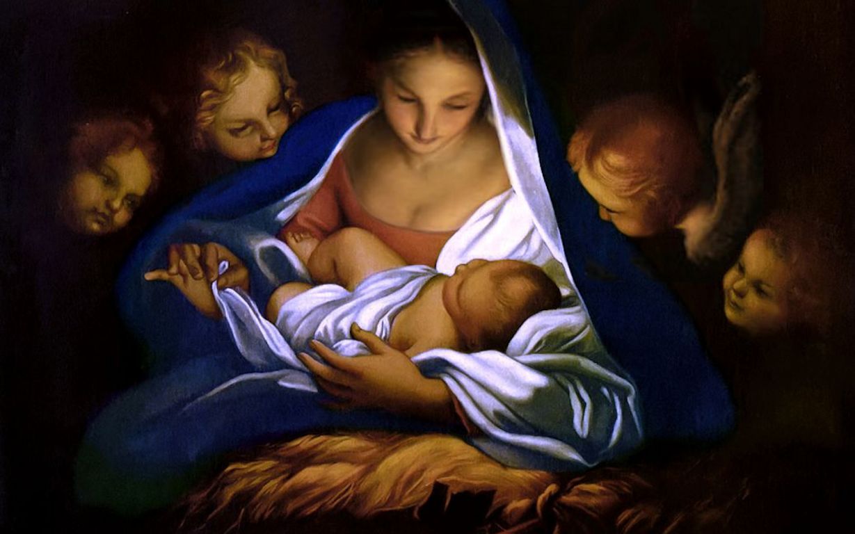 Mary And Baby Jesus With Cherubs Jpg